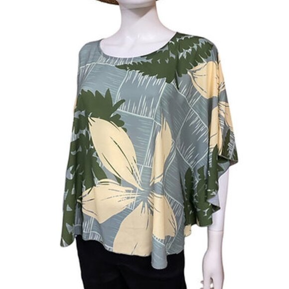 Women's Hawaiian Ciel Blue circle top size small black and green - Picture 9 of 10